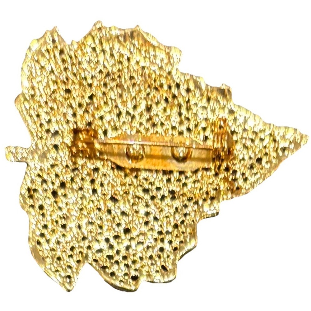 Vintage Gold Tone Maple Leaf Brooch Filigree Pin Jewelry Estate Gift Box - Picture 4 of 12